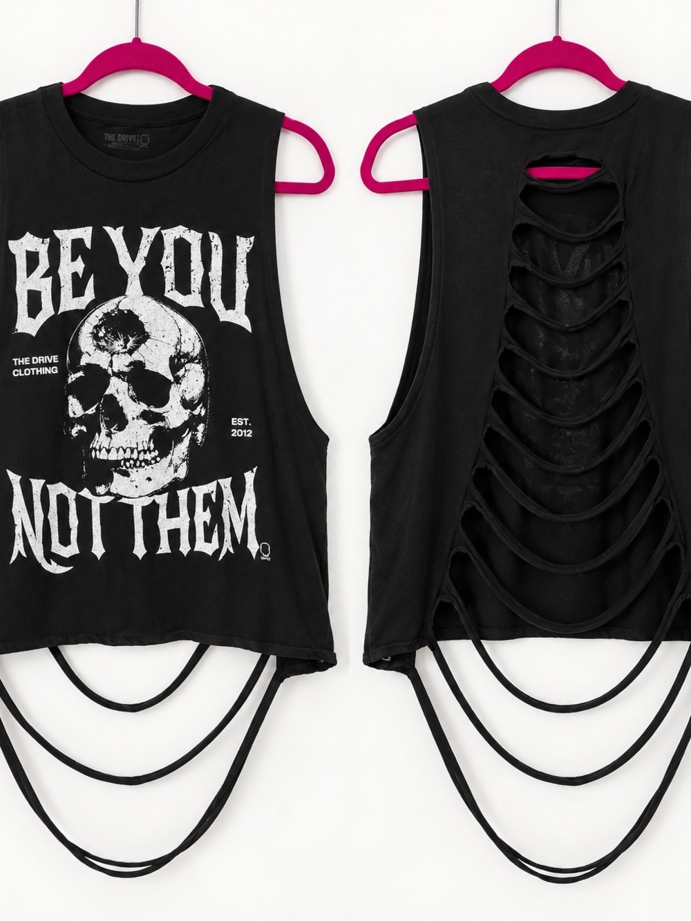 Black 'Be You Not Them' Cutout Muscle Tee - The Drive Clothing